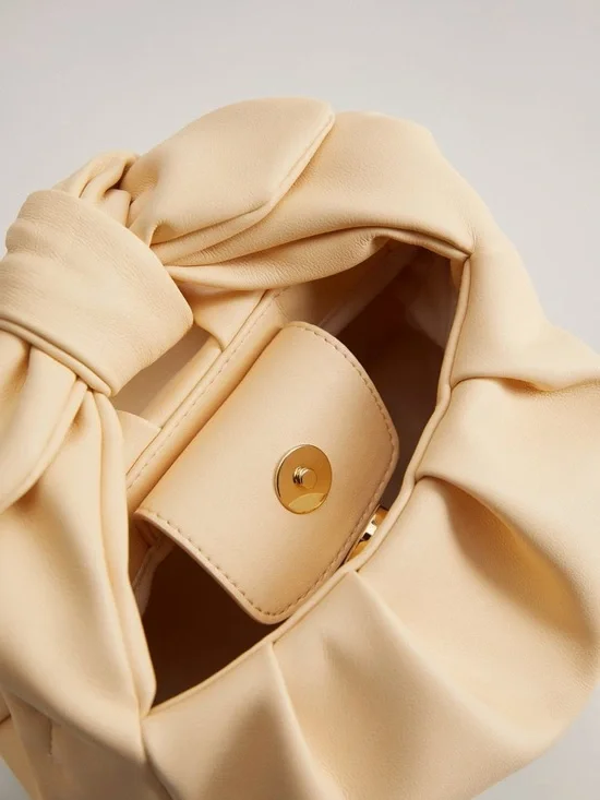 NWOT Mango ‘Small Knot Bag’ w/ Shoulder Strap in “Vanilla” Vegan Leather - Picture 4 of 16